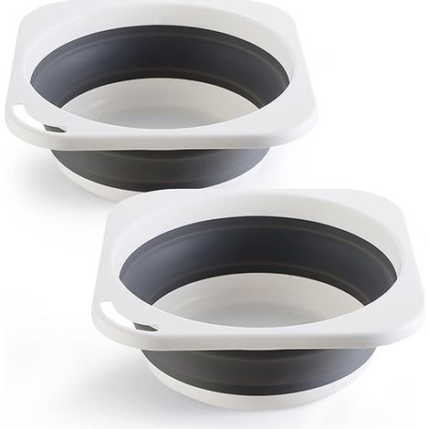 Bassine à vaisselle multifonctionnelle en plastique, petite bassine pliable et portable, bac à vaisselle 5 L (1,4 gallon) (Gris, 2) (1/5)