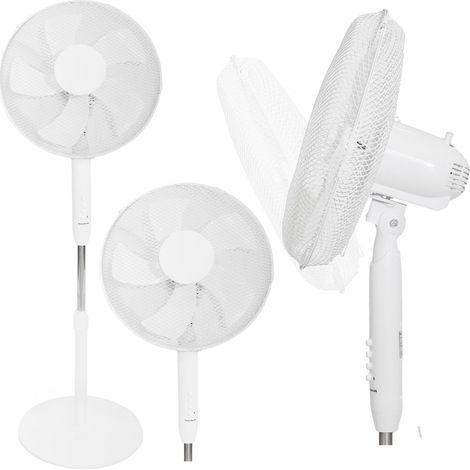Ventilatore da pavimento, ventilatore a piantana, 5 pale, potente, silenzioso, 3 modalità, regolabile, 45W, bianco, Bauerkraft