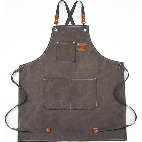 (gris)tablier De Cow-boy De Avec Poches Pour Coiffeur, Peintre, Jardinier, Styliste De Coiffure Pour Femme Et Homme (1/4)