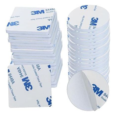 Ecleanfy - 40 pastilles adhésives double face extra-fortes - Idéales pour la maison, le bureau, la voiture et l'école - Formes rondes et carrées - Blanches (1/5)