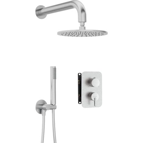 Conjunto de ducha deante acero cepillado latón 250 mm