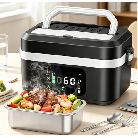 Boîte à déjeuner électrique 20000mAh batterie, acier inoxydable 1.35L, imperméable, portable pour les voyages en voiture de bureau