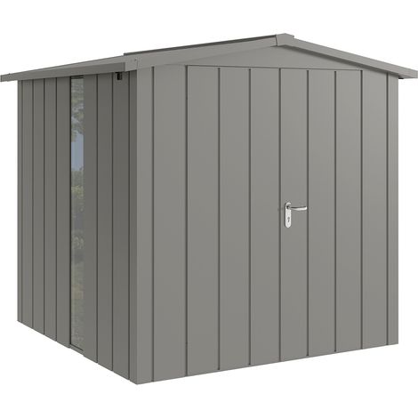 Hörmann Metall-Gerätehaus "Juno" mit Satteldach, JSD5 - Modern, 214 x 214 cm (B x T), graualuminium, mit bodentiefem Fenster, 2-flüglige Tür (1/5)