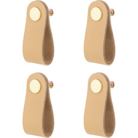 4 piezas tiradores de cuero tiradores de cajones de cuero marrón perillas de gabinete de cuero con tornillos muebles de gabinete de cocina armario aparador tiradores de manija de puerta Hardware (1/5)
