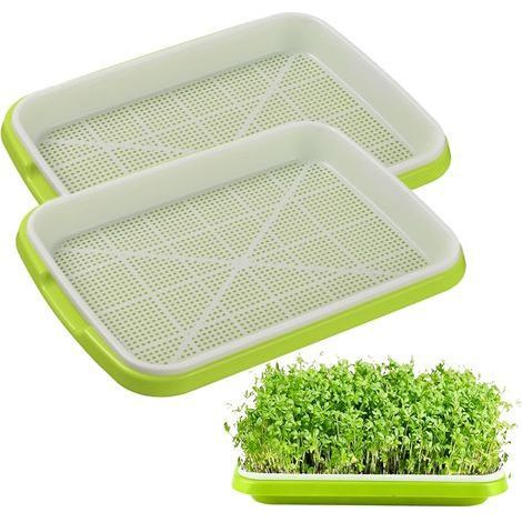 2 Pièces Bacs à Semis Hydroponique, Plateau de Germination sans BPA, Rectangulaire Germoir à Graines, Idéal pour Faire Germer des Graines, des Germes de Soja et des Micro Pousses (1/5)