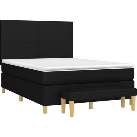 vidaXL Giroletto a Molle con Materasso Nero 140x190 cm in Tessuto (1/4)