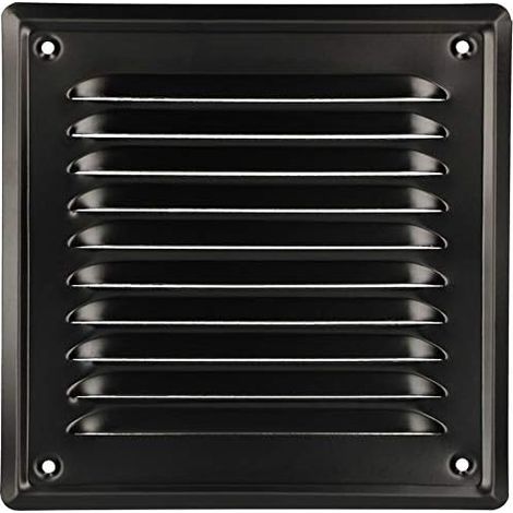 Kotarbau – Grille de ventilation 165 x 165 mm – Acier galvanisé noir – Résistante à la corrosion – Moustiquaire anti-insectes – Pour cheminées et façades