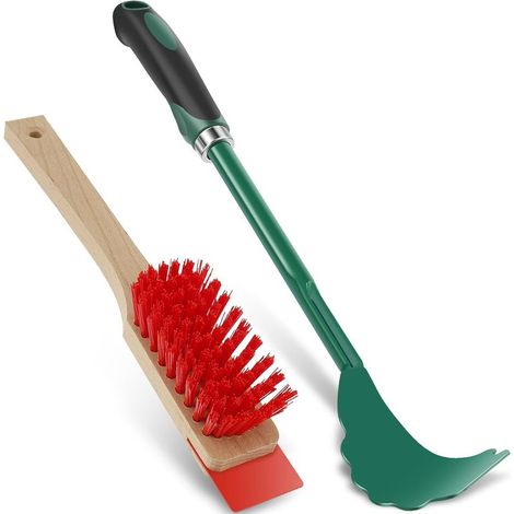 40 cm langer Griff-Mähdeckschaber, Mähdeckreinigungswerkzeug mit steifer Bürste, robuster Mähdeckschaber für die Gartenarbeit (1/5)