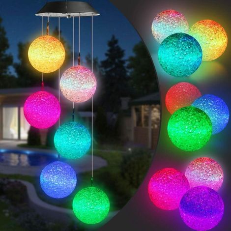 Solar-Windspiel mit farbwechselnder LED-Kugel für Garten, Geschenk für Mama, wasserfeste Dekoration für den Außenbereich und die Terrasse