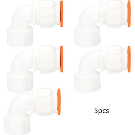 Lot de 5 raccords coudés femelles en plastique PPR de 20 mm à G1/2 po pour tuyaux d'eau (1/5)