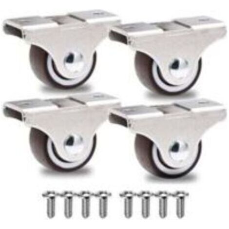 Lot de 4 Mini Roulette Fixe sans Frein pour Meubles Roulette de 25mm pour Charge Lourde Jusqu'à 40kg + 8 Vis Argentées (1/4)