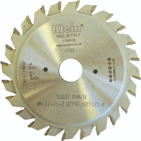 Lama circolare incisore regolabile in PKD D=125, d=22, B/c=2.8-3.4/2.2, Z (Nr. denti)=10+10 XFL125.01022 KLEIN (1/3)