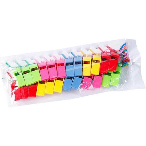 Lot de 24 sifflets colorés pour courses sportives, sifflets d'encouragement, sifflets multifonctions, sifflets d'arbitre-4.5X2.3CM-Random Color (1/3)