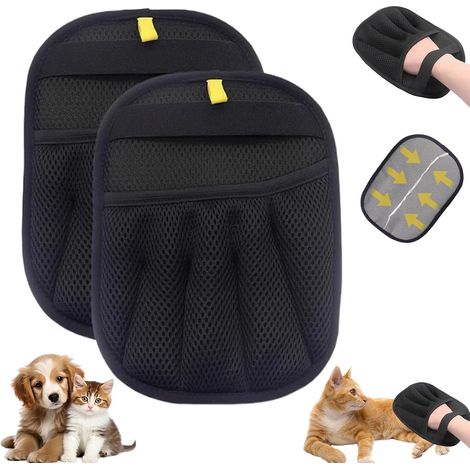 2 Pièces Gant Poil Animaux, Double Face Brosse Anti Poils Chat, Réutilisable Gant Ramasse Poils Animaux pour Lavage DémêLage Et Toilettage, Gant Brosse Chat pour Canapé Meubles Tapis Siège Auto (1/5)