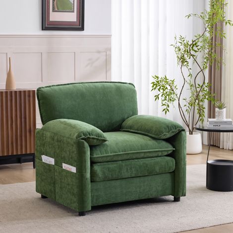Canapé simple rétro vert avec forme simple et double sac de rangement sur le côté, adapté pour les petits salons, balcons, bureau, chambres et autres pièces (1/5)
