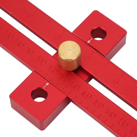 Règle de traçage pour le travail du bois, règle de traçage en alliage d'aluminium, règle en T pour le travail du bois, règle de traçage de trous, outils pour le travail du bois 0-370 mm (1/5)