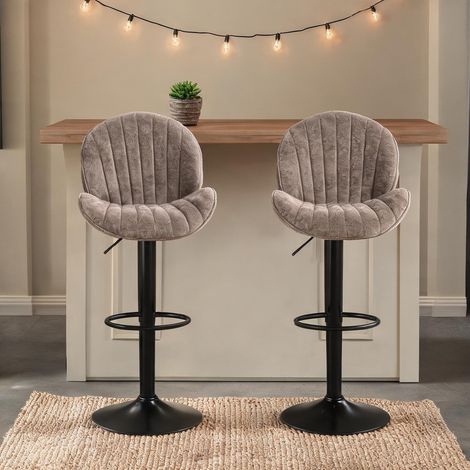 Tabouret de bar marron en chenille 100 polyester 50 x 48 x 115 cm (1/5)