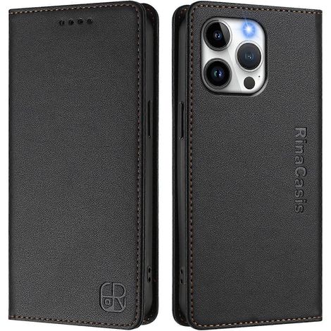 Compatible pour iPhone 15 Pro Max Étui en cuir RINACASIS RC01 Housse de téléphone avec support de portefeuille RFID (1/5)