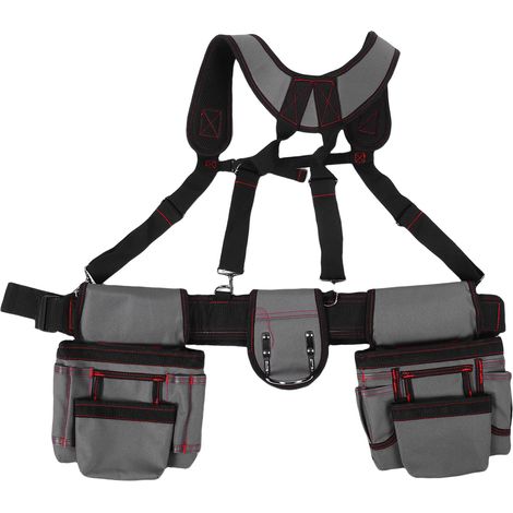 Ceinture porte-outils professionnelle multifonctionnelle et réglable en tissu Oxford, avec pochette à outils et bretelles. (1/5)