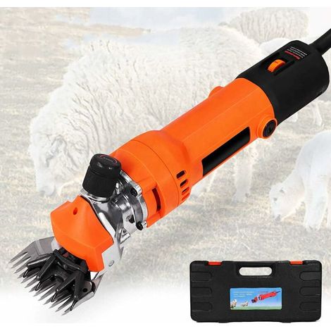 Tondeuse à mouton électrique 220V 680W, Tondeuse à cheval de chèvre, Outils de tonte professionnels, Lames à 6 vitesses et 13 dents, Avec boîte à outils, Orange (1/4)