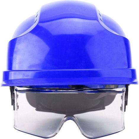 Casque à visière Hard Hat Defender Lunettes de sécurité intégrées (Bleu) (1/5)