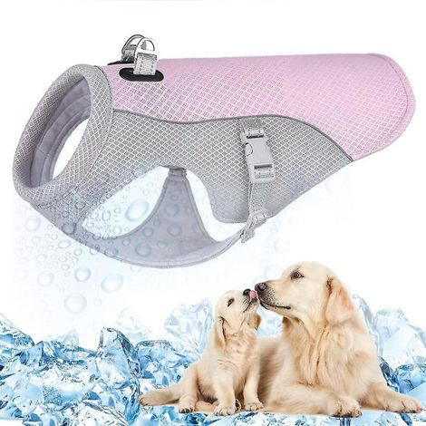Hundkylväst Justerbar sommarkläder Hundkyljacka för utomhusvandring, promenader och camping Pink M (1/5)