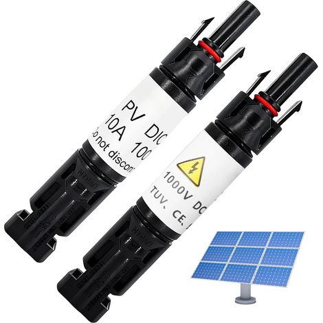 2PCS Connecteur Diodé Solaire PV 1000V DC 15A Étanche, Connecteur Inline avec Diode Anti-Retour Compatible Câble 2,5–6mm² pour Systèmes Photovoltaïques (1/5)