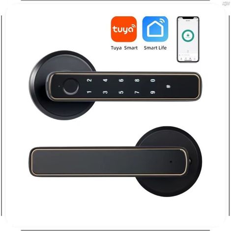 Manilla de puerta con cerradura por huella dactilar, apertura mediante aplicación Bluetooth, cierre silencioso inteligente (oficinas, apartamentos)