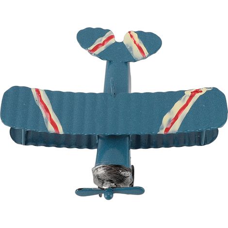 Maquette Avion Décoration Fer Art Rétro Bleu 10x9x5cm pour Voiture Bureau (1/5)