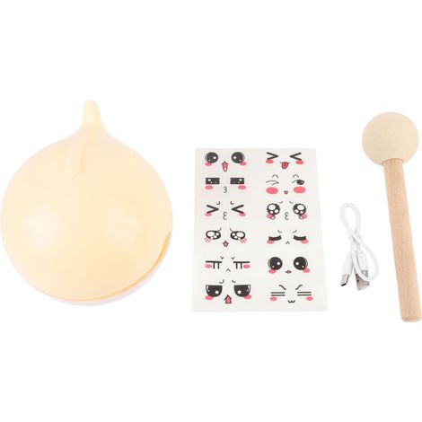 Jeffergarden Veilleuse baleine, lampe de chevet en bois rechargeable à luminosité réglable en forme de poisson avec marteau intégré, couleur citron abricot, pour la chambre à coucher (1/5)