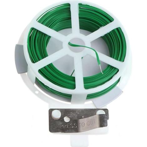 Bobine de câble métallique torsadé pour jardin, collier de serrage auto-coupant pour jardin, 50 mètres avec coupe-câble intégré (5 pièces)