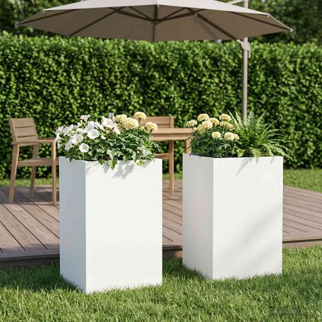 Cache-pot de jardin 2 pc Blanc 30 x 30 x 50 cm (1/5)