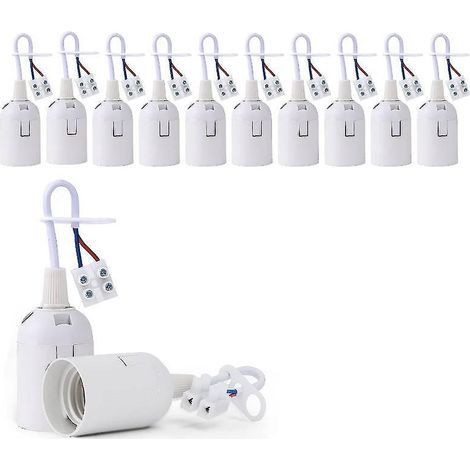 10pcs E27 Bulb Holder (white), Lampholder Suspension Socket, Workplace Socket, Led Workplace Lampholder, Standard E27 Bulb With Phase Tester (1/5)