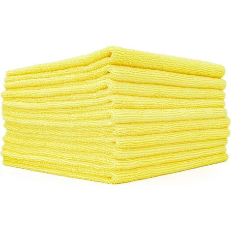 Lot de 10 serviettes absorbantes en microfibre, 40 x 40 cm, jaunes