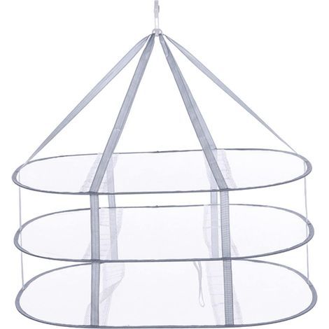 Etendoir à Trois Niveaux Étendoir à Vêtements Poser Un Cintre Sec à Plat Étendoir Multifonctionnel Séchoir Suspendu Pliant Sèche-Pull Suspendu Sèche-Linge Blanche Filet De Nylon (1/5)