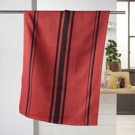 Torchon en Coton Tissé "Comptoir" 50x70cm Rouge (1/5)