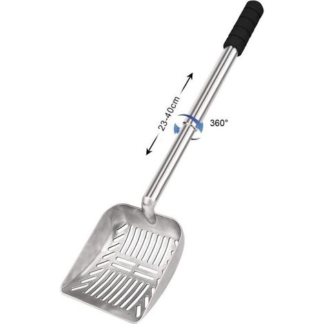 Pelle à litière pour Chat,Pelle à litière antiadhésive pour Chat,Acier Inoxydable,Réglable,Pelle Creuse avec Long Manche Durable pour Tamisage et Nettoyage de la Litière (1/5)