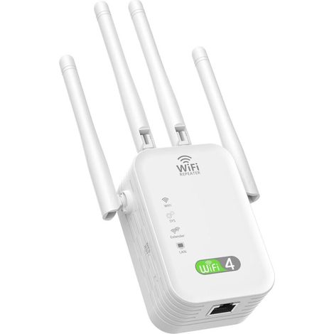 Répéteur WiFi Puissant 300Mbps Amplificateur WiFi Puissant 2.4GHz WiFi Booster Prise en Charge de 35 Appareils, WiFi Extender avec Port Ethernet, Compatible avec Tous Les Routeurs, I(GD) 8 (1/5)