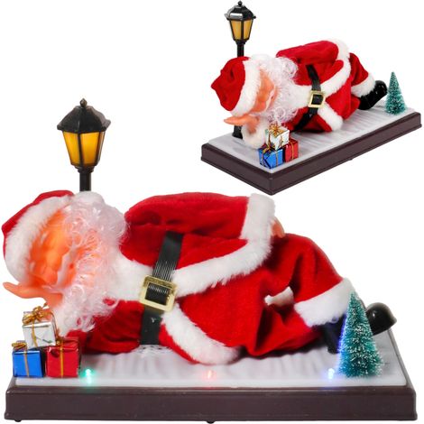 Figura de Papá Noel animada, con movimiento, sonido (ronquidos) e iluminación, 25 cm, color rojo.