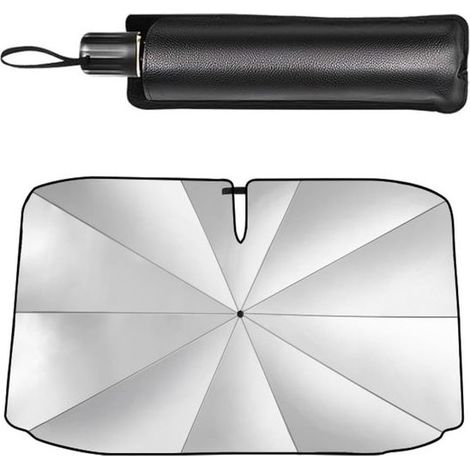 Pare-soleil de pare-brise, 140 x 79 cm, protection solaire, avec sac de rangement, pour certaines berlines, fourgonnettes et SUV, argent (1/2)