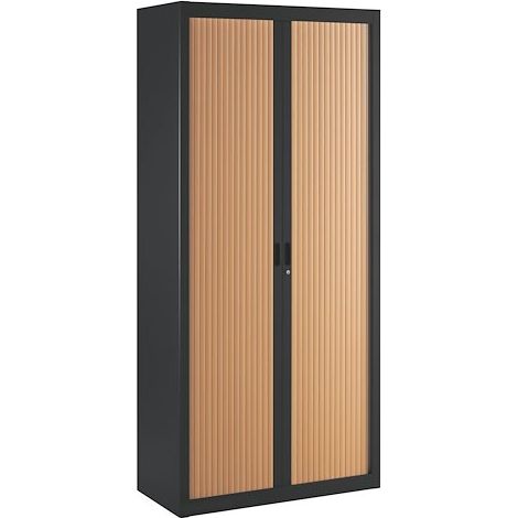 Armoire à rideaux démontables Economique 195 x 90 cm noir-hêtre - Maxiburo
