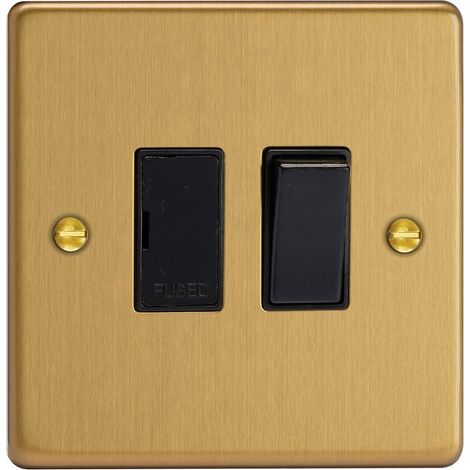 Varilight 13A Switched Fused Spur Switch, Brushed Brass Finish, Durable Easy-Install Indoor