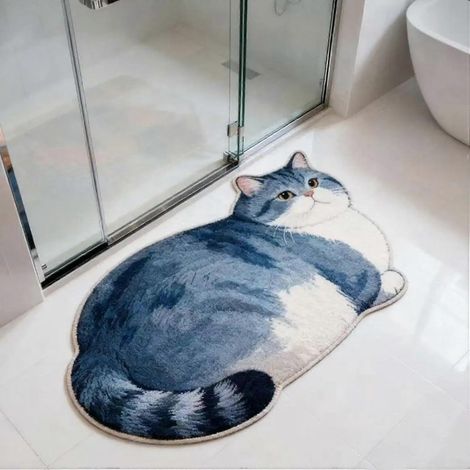 Tapis de porte/salle de bain en terre de diatomées, motif chat mignon absorbant (1/5)