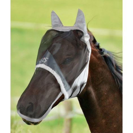 Pony, Grau: Pferde Fliegenschutzmaske Modell Fly Shield Plus (1/2)