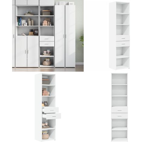 Buffet haut blanc 45x42,5x185 cm bois d'ingénierie - Buffet Design Intemporel - Meuble Rangement Blanc - Commode Cuisine - Buffet Haute Capacité - Meuble Salon - Home & Living (1/5)
