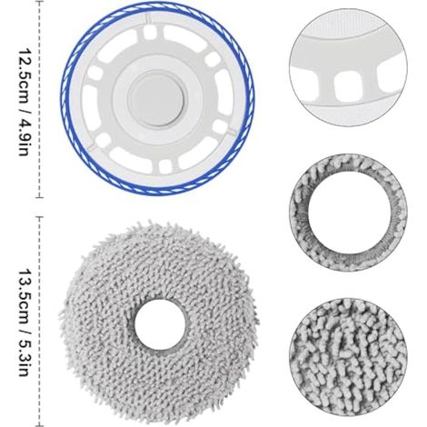 Tampons de nettoyage avec support, pièces de rechange en microfibre pour aspirateur Ecovacs Deebot T50 Omni / T50 Omni Gen2 / T50 Pro Omni / T50 Pro Omni Gen2 (non pour T50 Max Pro Omni (1/3)