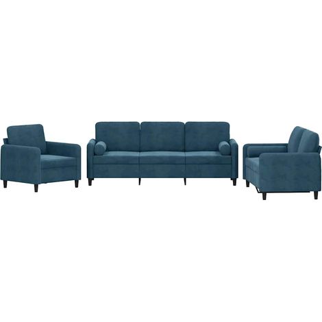 Maison Exclusive - Set di Divani 3 pz con Cuscini Blu in Velluto