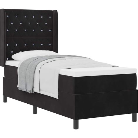 Maison Exclusive - Lit à ressorts avec matelas Noir 80 x 200 cm Velours (1/5)
