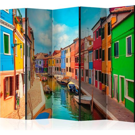 Paravent 5 Volets "Colorful Canal in Burano" 172x225cm (1/2)