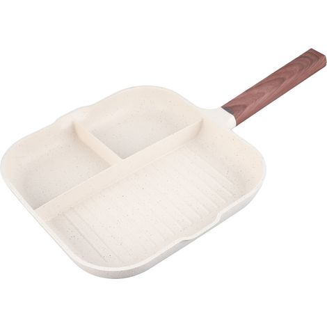 Poêle à frire 3 en 1 en alliage d'aluminium avec compartiments antiadhésifs, cuiseur à œufs multifonction pour le petit-déjeuner (1/5)